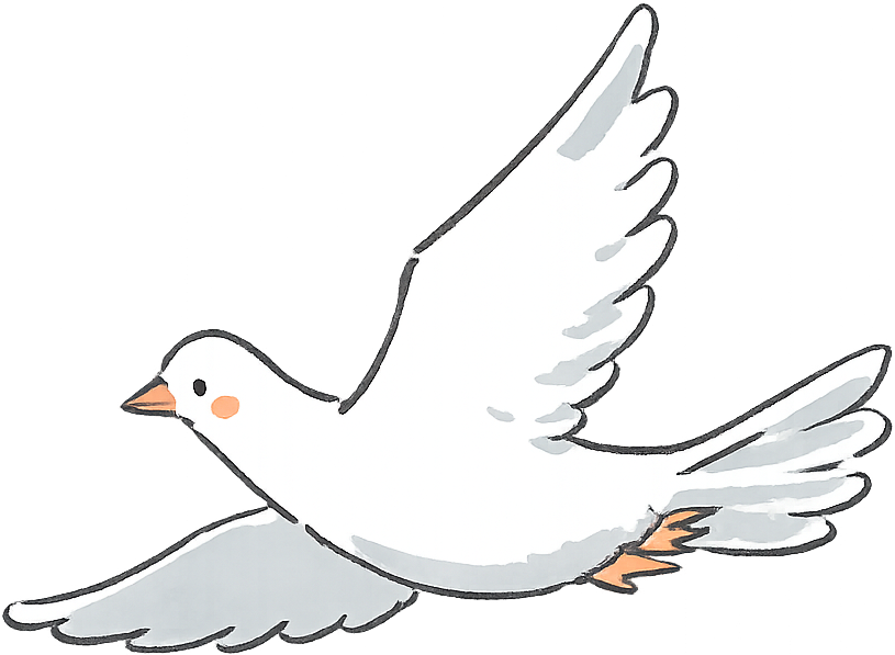 祝福を運ぶ白い鳩のイラスト